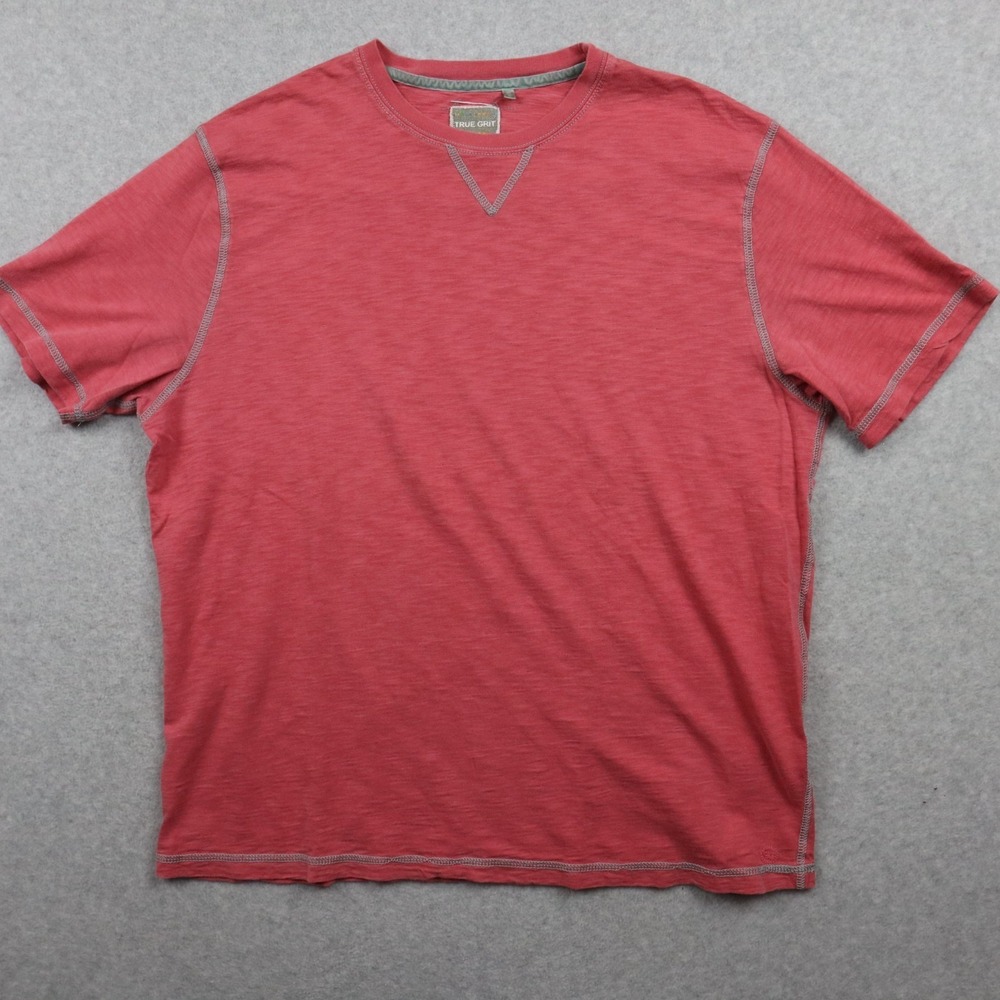 True Grit T-Shirt Mens XL Heritage Slub Casual Crew Neck Tee Red Short Sleeve